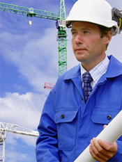man in front of a crane